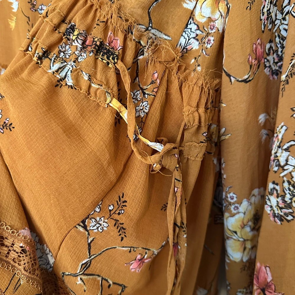 Free People Cherry Blossom Long Sleeve Mini Dress in Topaz Combo - Picture 6 of 8